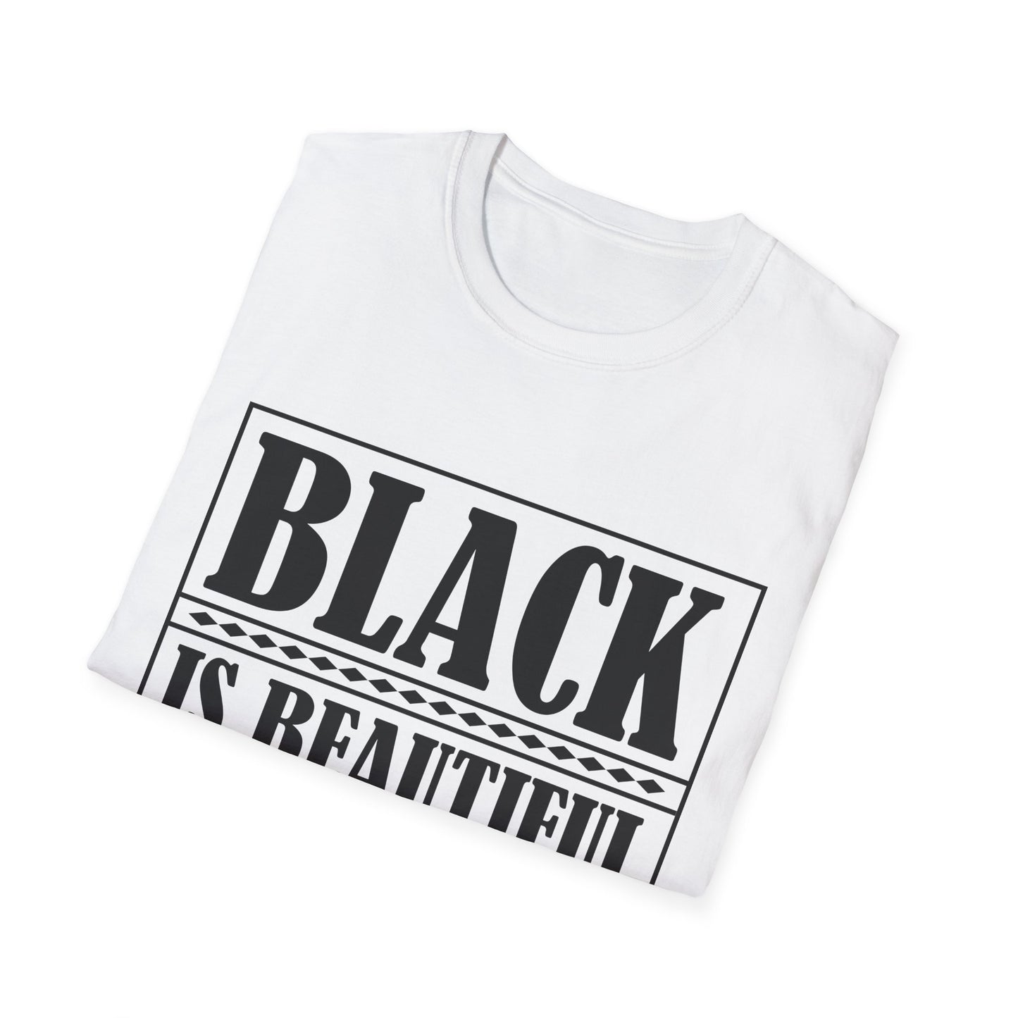 Unisex Softstyle T-Shirt, "Black is Beautiful" Tee, Affirmation Shirt, Everyday Wear, Gift for Activists, Comfort and Style
