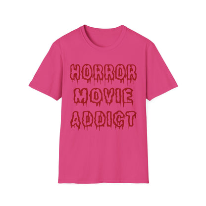 Horror Movie Addict T-Shirt, Unisex Softstyle Tee, Gifts for Film Lovers, Horror Movie Fans, Halloween Apparel, Casual Wear