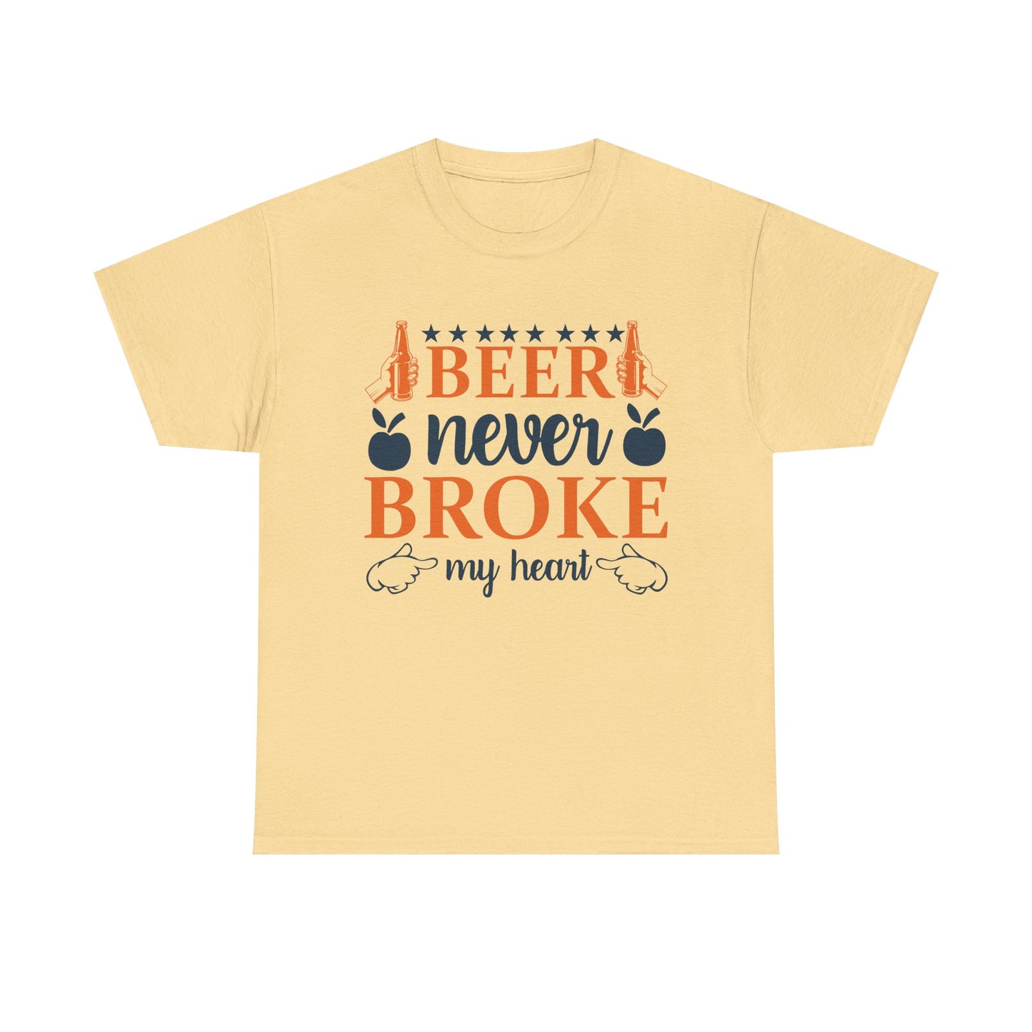 Beer Never Broke My Heart Tee, Funny Humor Shirt, Beer Lover Gift, Unisex Cotton T-Shirt, Party Apparel, Summer Fun