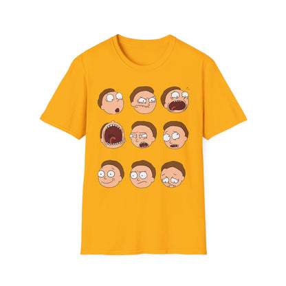 Funny Expressions Unisex Softstyle T-Shirt - Emotive Cartoon Faces