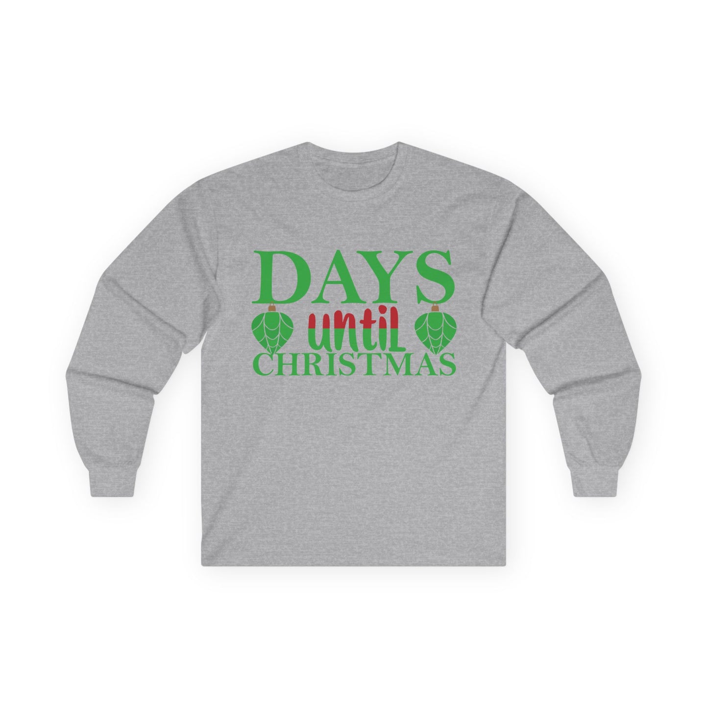 Christmas Countdown Long Sleeve Tee, Holiday Shirt, Unisex Christmas Apparel, Countdown to Christmas Gift, Seasonal T-Shirt