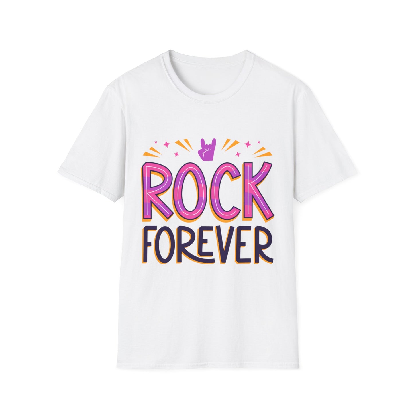 Rock Forever Unisex Softstyle T-Shirt, Music Lover Tee, Gift for Musicians, Festival Apparel, Rock Band T-Shirt