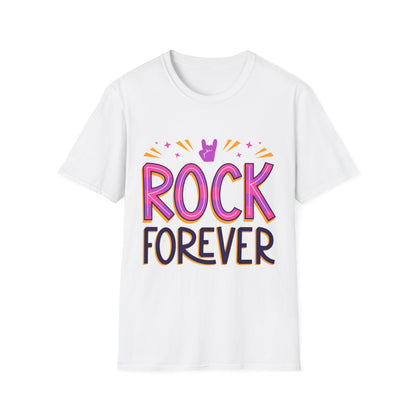 Rock Forever Unisex Softstyle T-Shirt, Music Lover Tee, Gift for Musicians, Festival Apparel, Rock Band T-Shirt