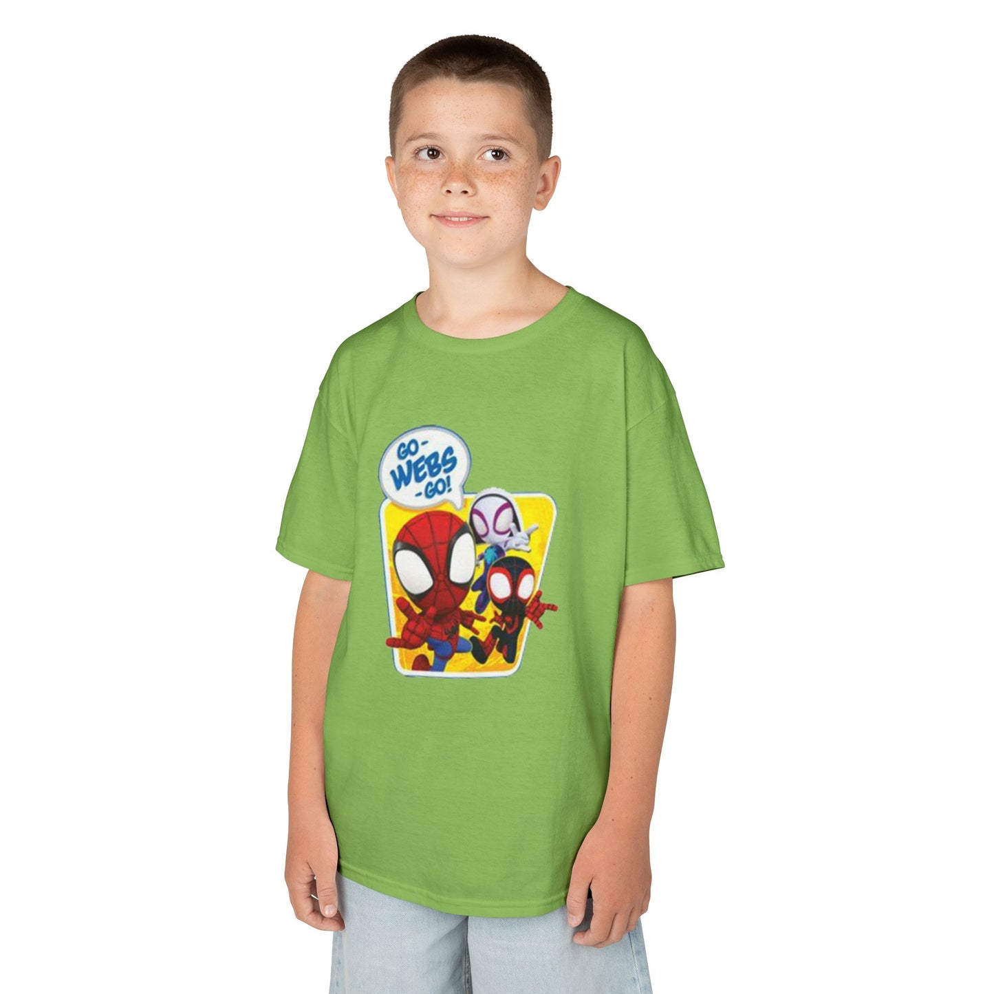Spiderman Kids Heavy Cotton Tee - Playful Superhero Shirt for Young Fans