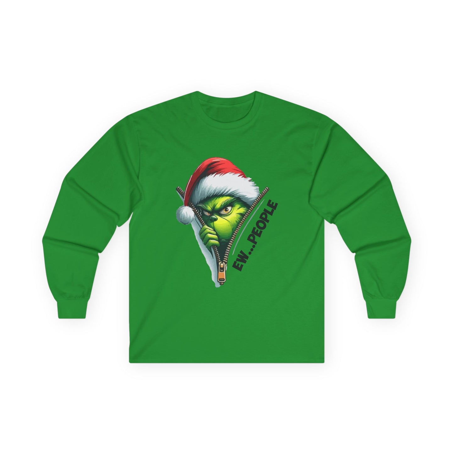 Grinch Peeking Long Sleeve Tee — "Evil People" Holiday Graphic