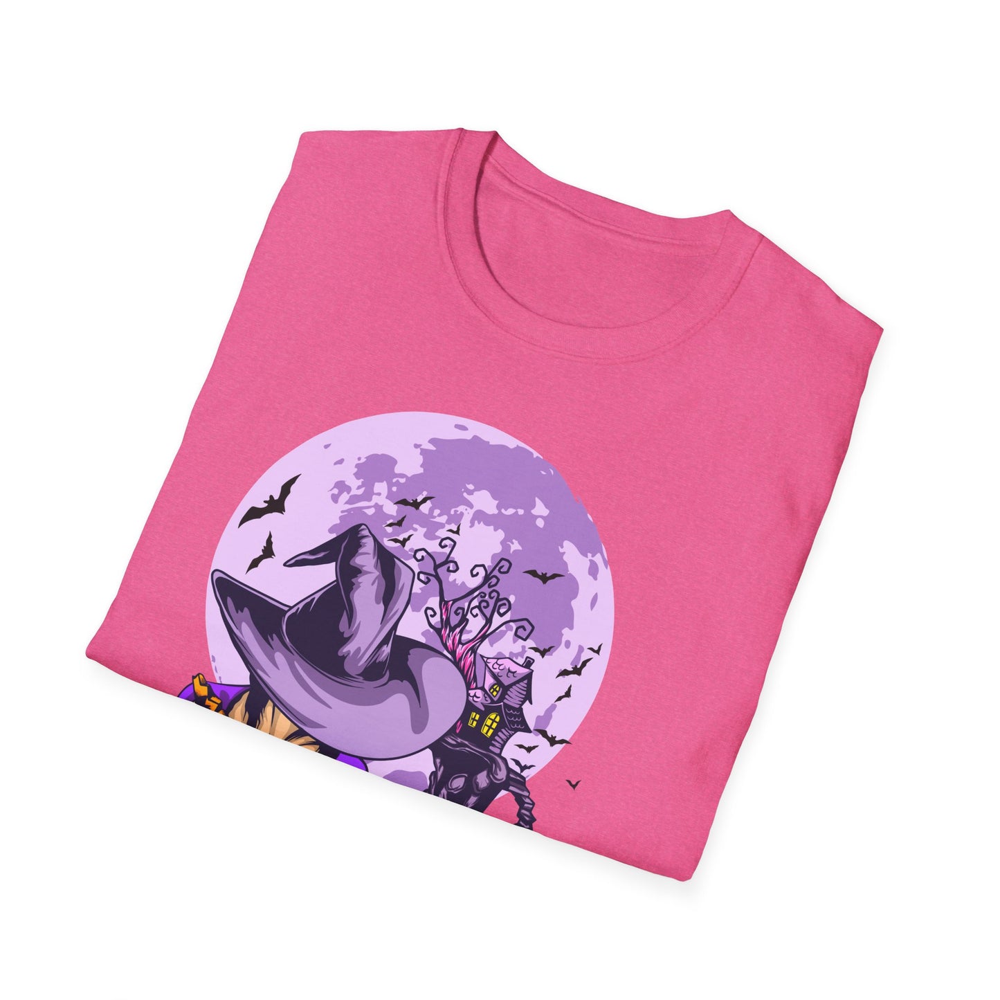 Halloween Witch T-Shirt, Unisex Softstyle Tee, Spooky Season Apparel, Pumpkin Graphic Shirt, Trick or Treat Shirt