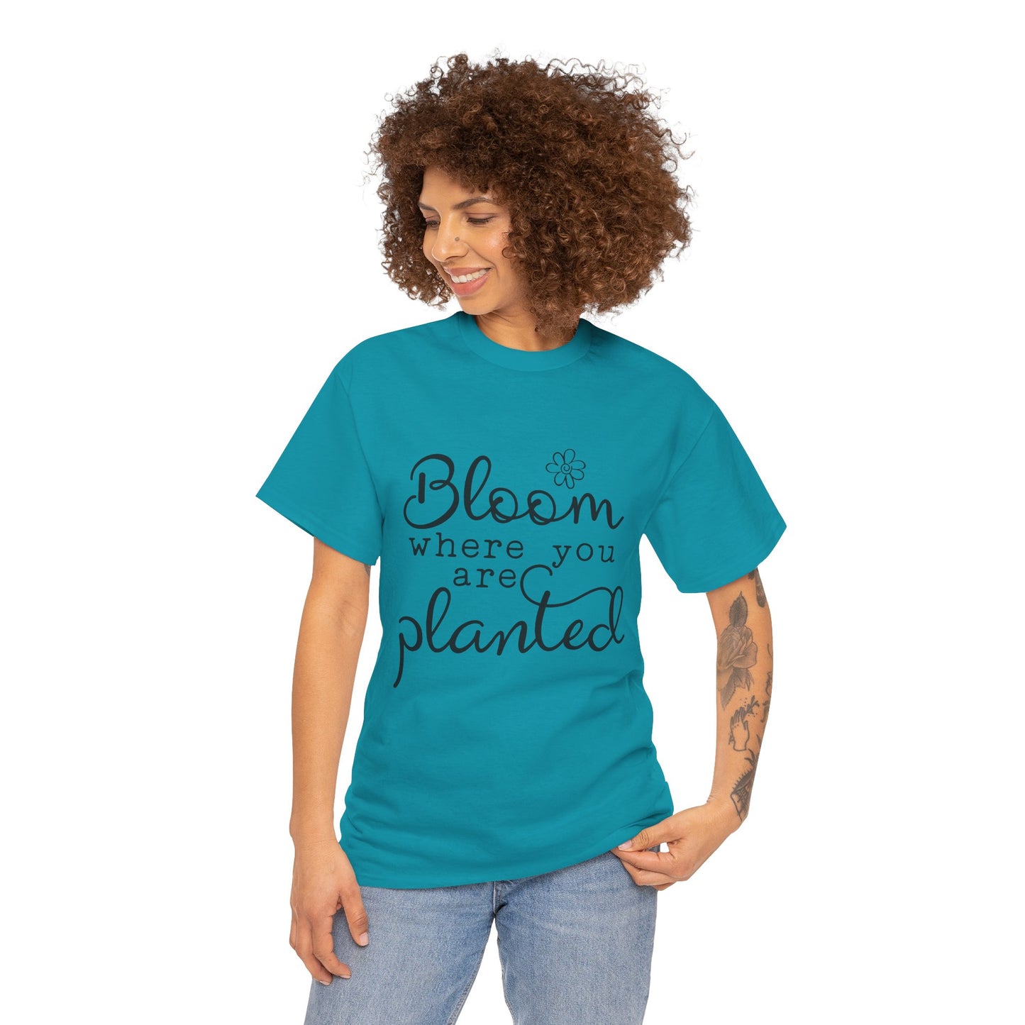 Inspirational Bloom Tee - Unisex Heavy Cotton T-Shirt for Growth Mindset