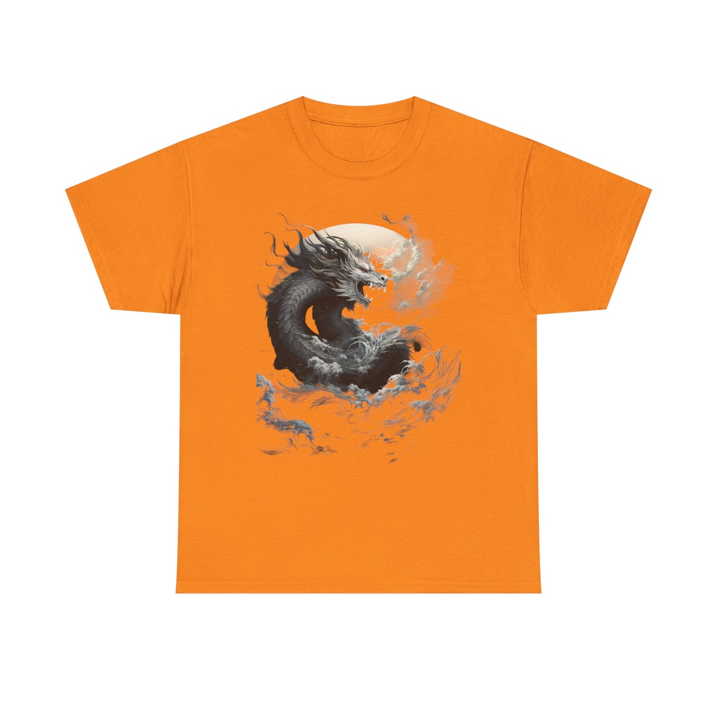 Dragon Moon Unisex Heavy Cotton Tee - Mystical Night Sky Apparel