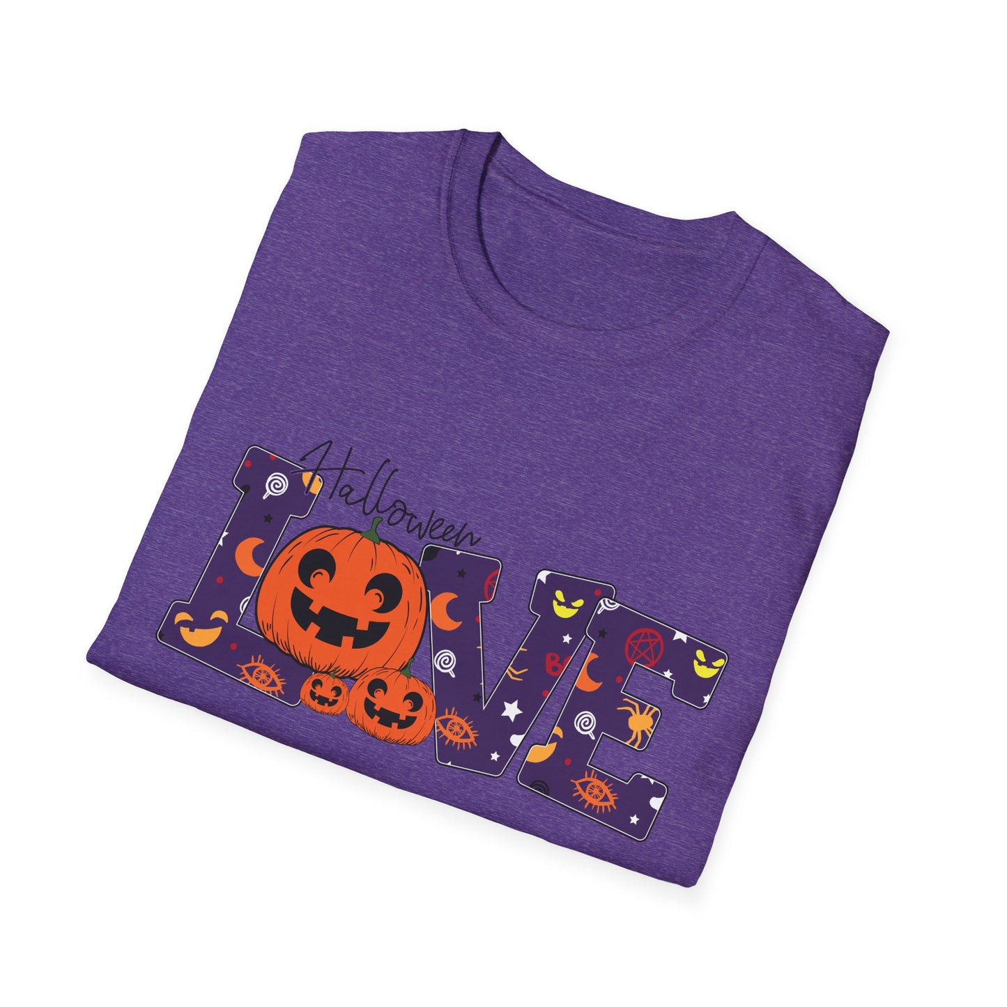 Halloween Love Graphic Tee, Unisex Softstyle T-Shirt for Fall, Halloween Party Shirt, Spooky Season Apparel, Gift for Pumpkin Lover
