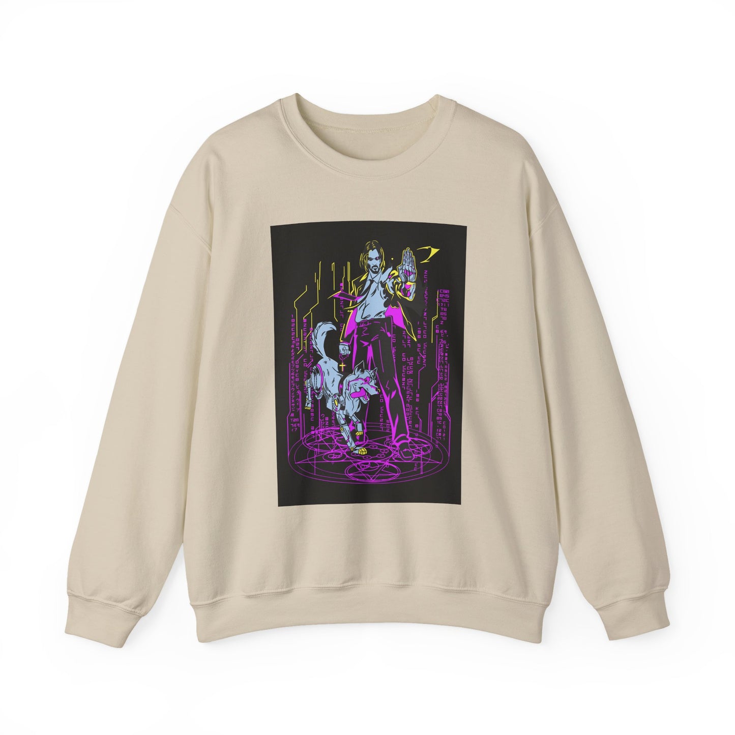 Crewneck Sweatshirt — Neon Cyberpunk Samurai Graphic