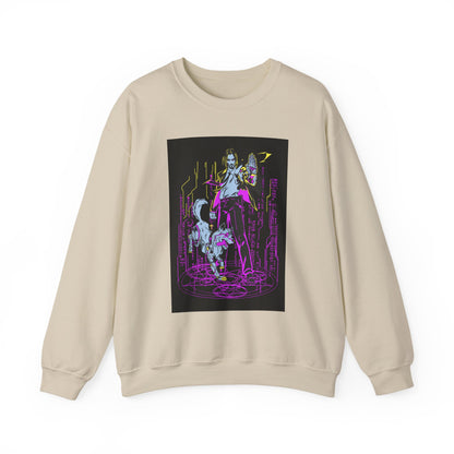 Crewneck Sweatshirt — Neon Cyberpunk Samurai Graphic