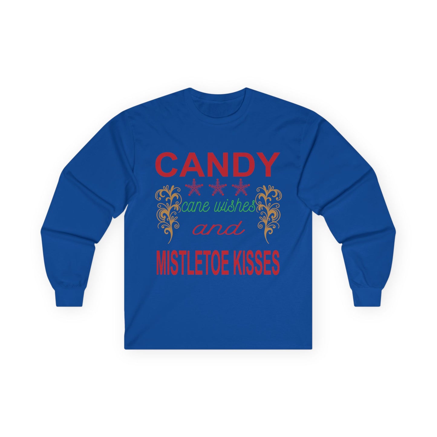 Candy Wishes & Mistletoe Kisses Long Sleeve Tee, Festive Apparel, Holiday Gift, Christmas Shirt, Unisex Tee, Winter Wear