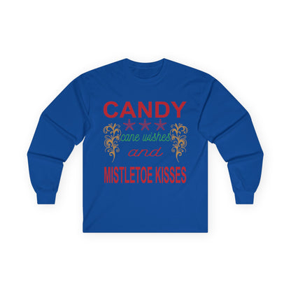 Candy Wishes & Mistletoe Kisses Long Sleeve Tee, Festive Apparel, Holiday Gift, Christmas Shirt, Unisex Tee, Winter Wear