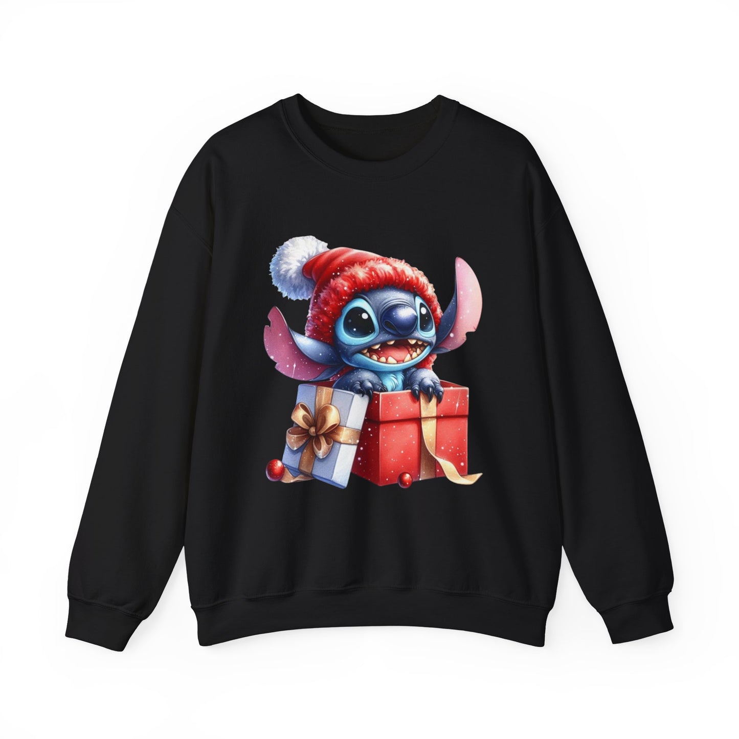 Christmas Stitch Sweatshirt – Cute Stitch in Santa Hat with Holiday Gifts
