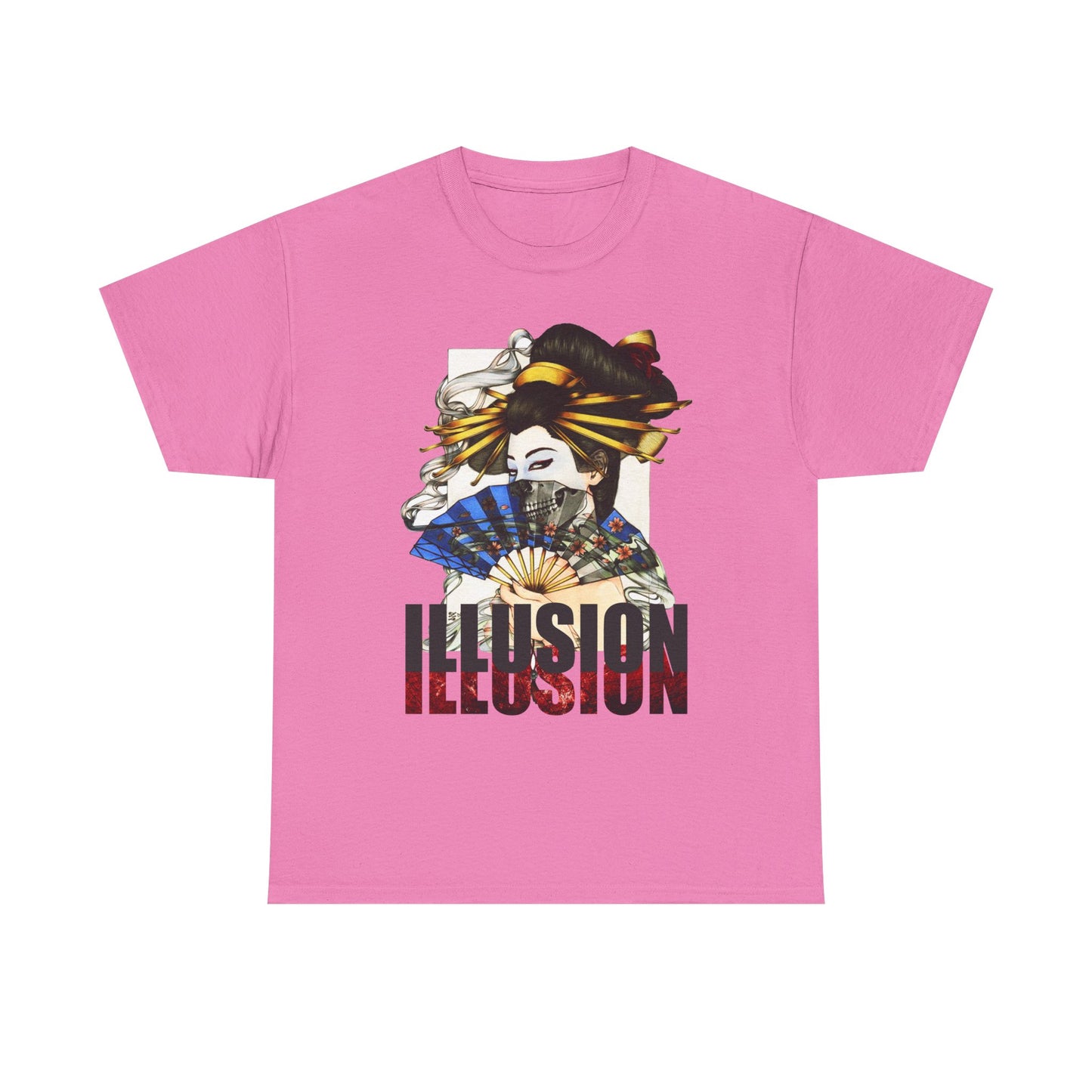 Unisex Heavy Cotton Tee - Illusion Design - Artistic Fan Graphic Tee for Casual Wear