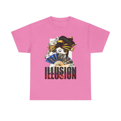 Unisex Heavy Cotton Tee - Illusion Design - Artistic Fan Graphic Tee for Casual Wear