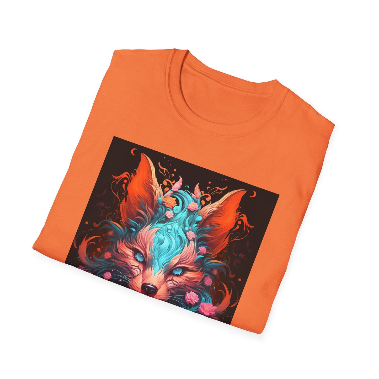 Vibrant Fox Floral Unisex Softstyle T-Shirt