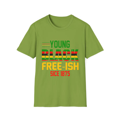 Young Black Free-Ish Unisex Softstyle T-Shirt, Celebratory Tee, Cultural Pride Shirt, Equality Apparel, Ideal for Events & Gifts