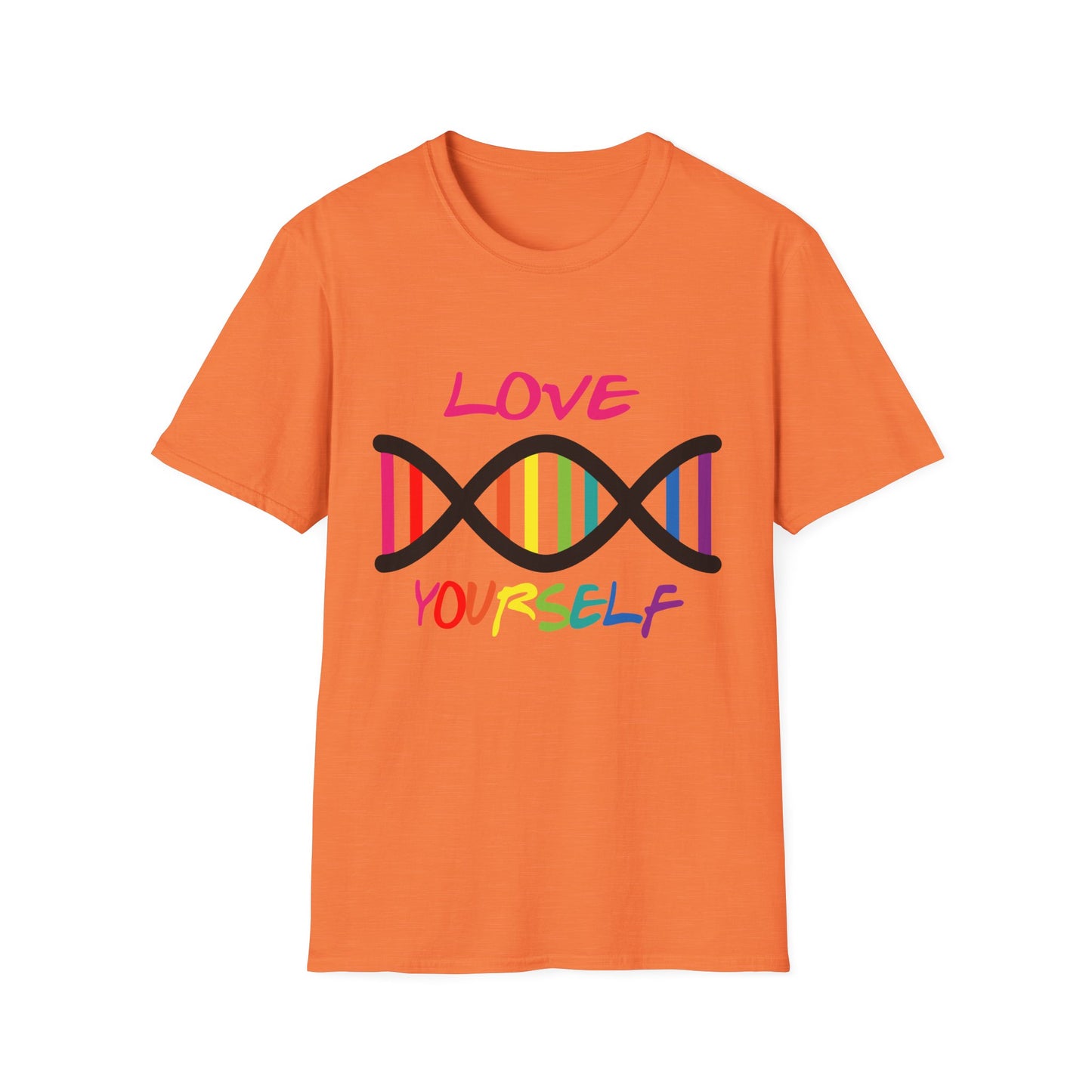 Love Yourself LGBTQ+ Pride T-Shirt, Unisex Rainbow Tee, Softstyle Shirt for Self-Care, Supportive Gift for Friends, Perfect for Pride Month