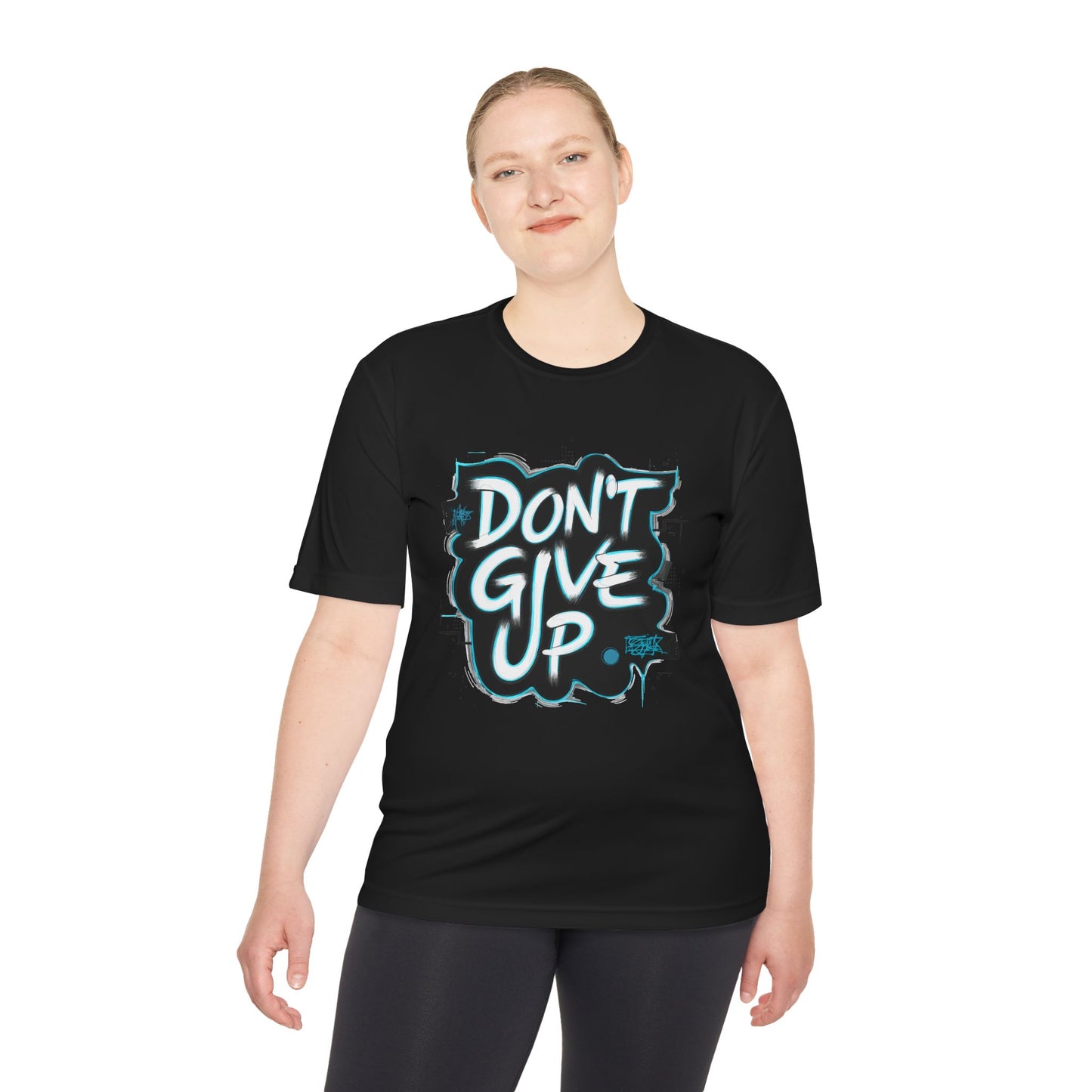 Motivational Wicking Tee – Don't Give Up, Gym Shirt, Fitness Apparel, Inspirational Top, Workout Gear, Casual Wear