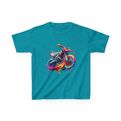 Kids' Motorcycle Graphic Tee - Vibrant Splash Design