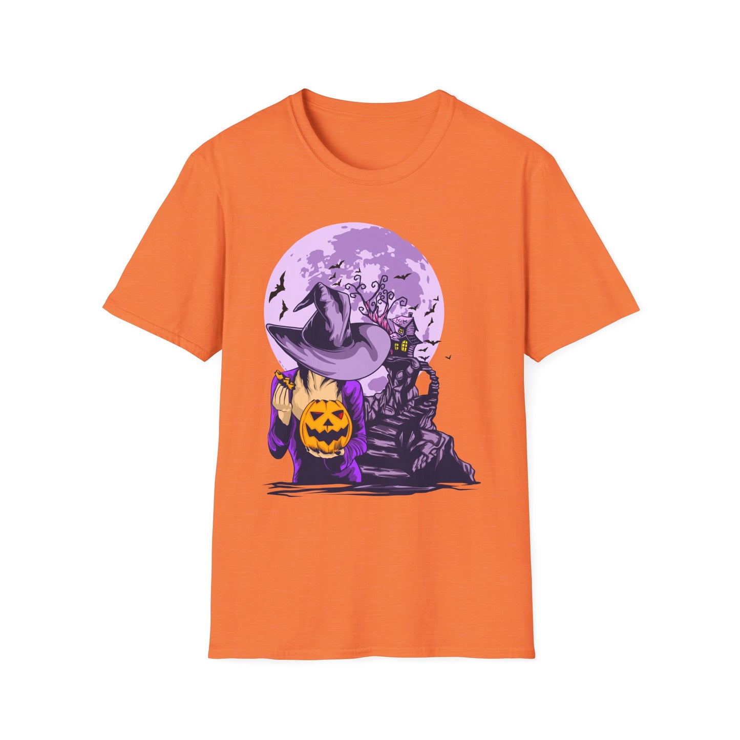 Halloween Witch T-Shirt, Unisex Softstyle Tee, Spooky Season Apparel, Pumpkin Graphic Shirt, Trick or Treat Shirt