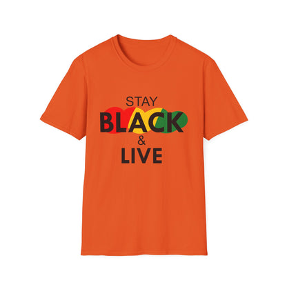 Unisex Softstyle T-Shirt: Stay Black & Live Tee for Activism, Streetwear, Casual Wear, Gifts for Culture Lovers, Statement Shirt