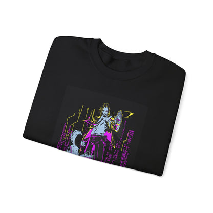 Crewneck Sweatshirt — Neon Cyberpunk Samurai Graphic