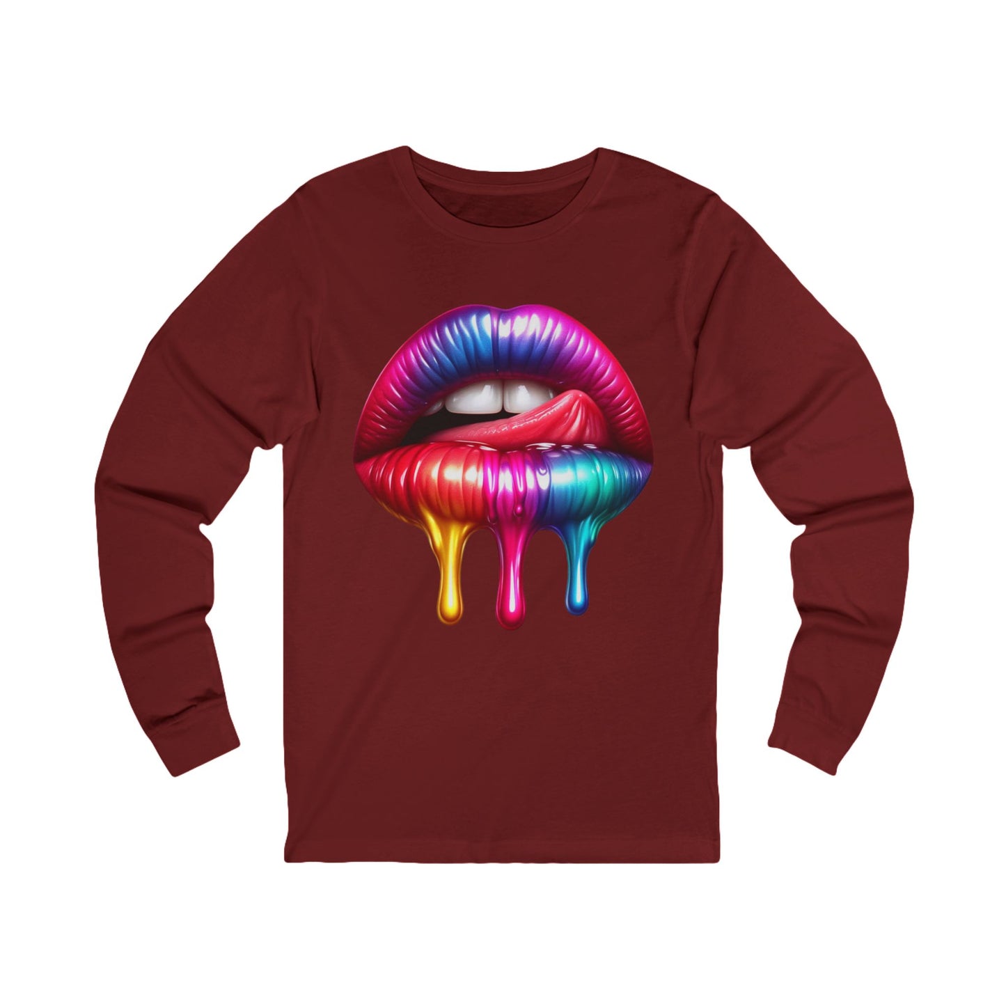 Colorful Dripping Lips Unisex Jersey Long Sleeve Tee