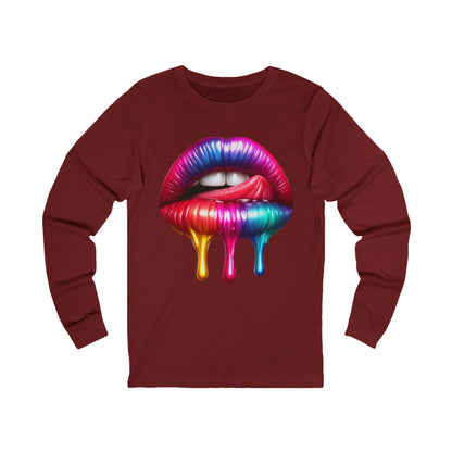 Colorful Dripping Lips Unisex Jersey Long Sleeve Tee