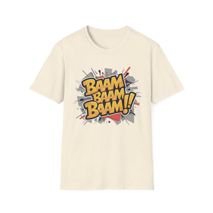 Bam Bam Bam Unisex Softstyle T-Shirt | Fun Graphic Tee for Casual Wear, Gift for Friends, Comic Fans, Birthday, Everyday Style