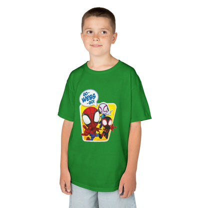 Spiderman Kids Heavy Cotton Tee - Playful Superhero Shirt for Young Fans