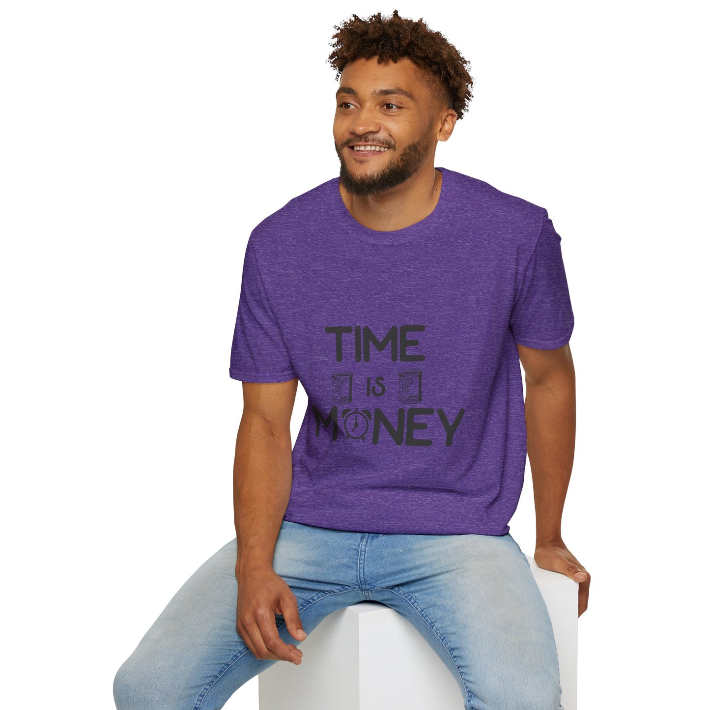 Inspirational Unisex Softstyle T-Shirt - "Time is Money" Statement Tee for Financial Motivators