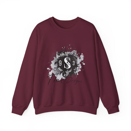 Crewneck Sweatshirt — Grunge Dollar Logo "Time Designs" Graphic