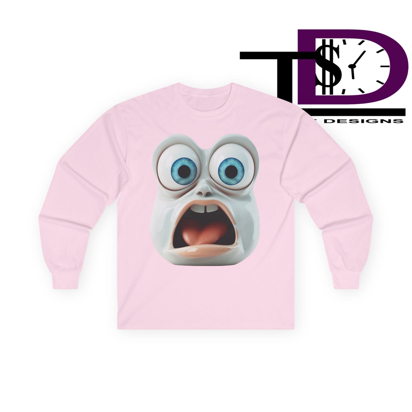 Shocking Face Long Sleeve Tee, Funny Unisex Shirt, Gifts for Friends, Casual Wear, Halloween Apparel, Graphic Tee