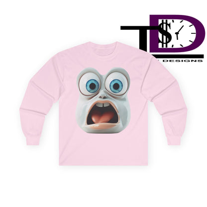 Shocking Face Long Sleeve Tee, Funny Unisex Shirt, Gifts for Friends, Casual Wear, Halloween Apparel, Graphic Tee