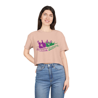 Royalty Queens Women's Crop Tee, Fun Party Top, Stylish Streetwear, Gift for Her, Casual Summer Wear, Trendy Graphic Tee