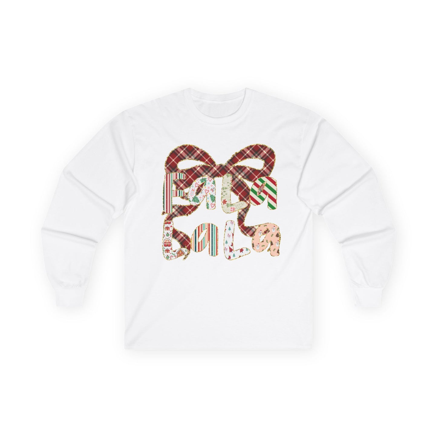 Long Sleeve Tee — Retro Plaid ‘Be Mine’ Valentine Heart Graphic