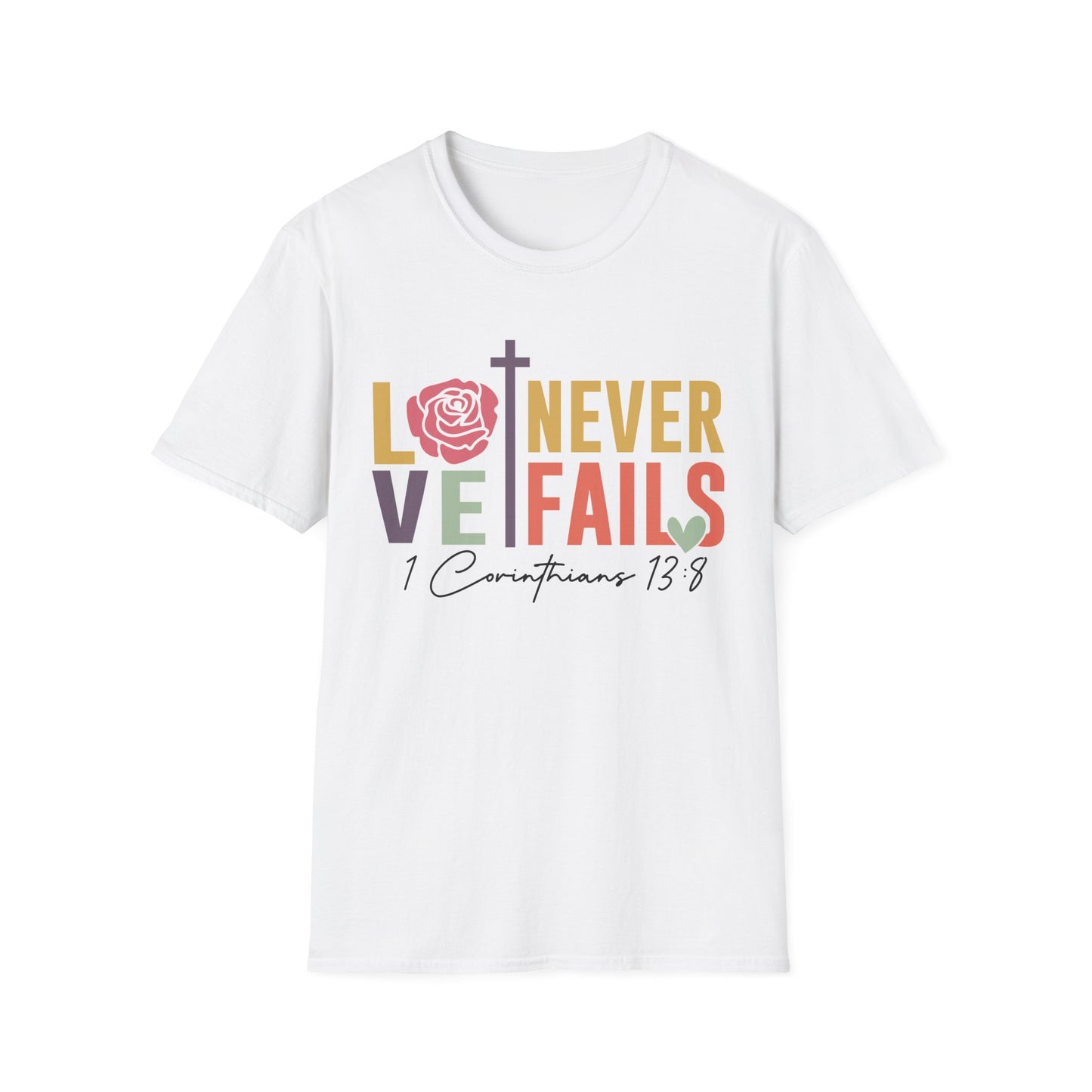Faith-Inspired Unisex T-Shirt - "Love Never Fails" - Christian Apparel, Gift for Friends, Inspirational Wear, Bible Verse Tee