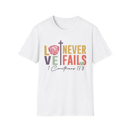 Faith-Inspired Unisex T-Shirt - "Love Never Fails" - Christian Apparel, Gift for Friends, Inspirational Wear, Bible Verse Tee