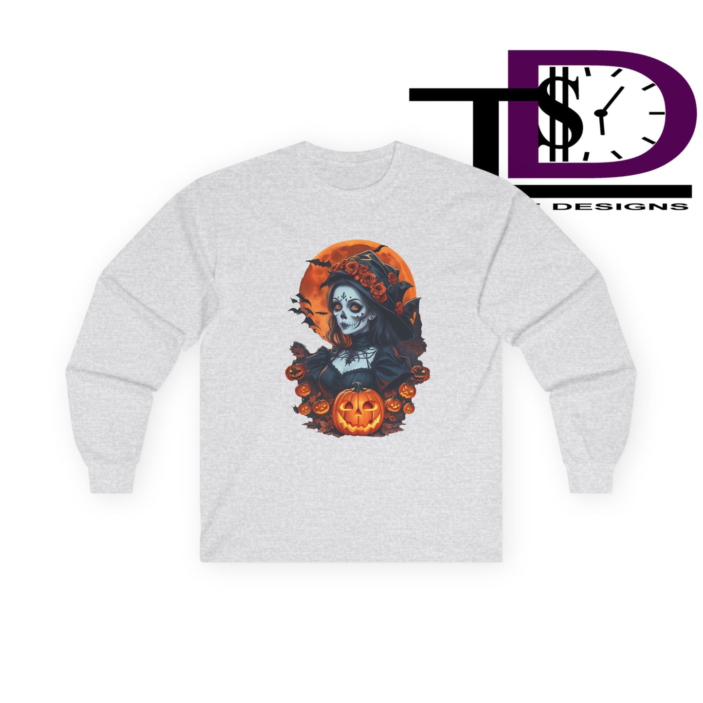 Halloween Graphic Long Sleeve Tee, Spooky Shirt, Unisex Fall Apparel, Halloween Costume, Autumn Sweatshirt, Pumpkin Design