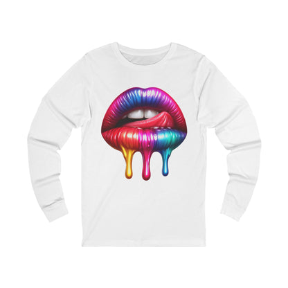 Colorful Dripping Lips Unisex Jersey Long Sleeve Tee