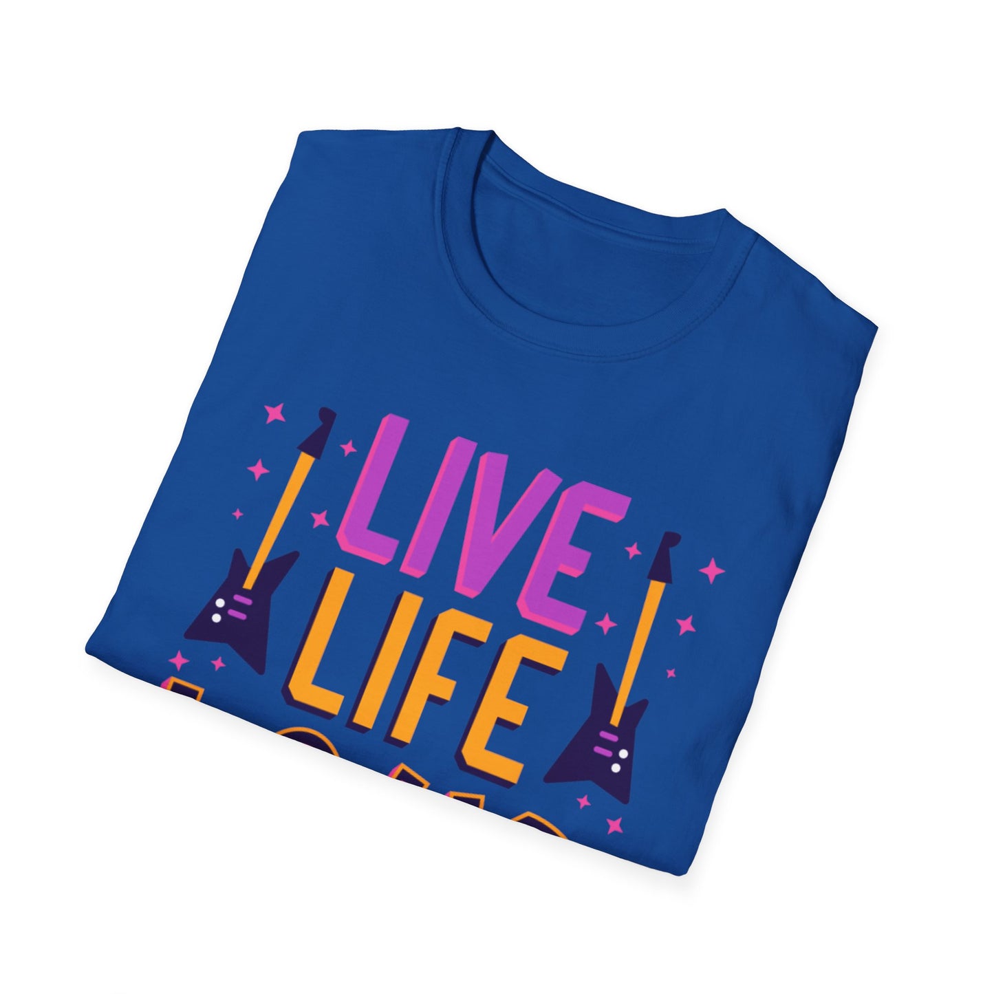 Live Life Loud Unisex Softstyle T-Shirt, Music Lover Gift, Concert Outfit, Rock Band Tee, Birthday Present, Festival Wear
