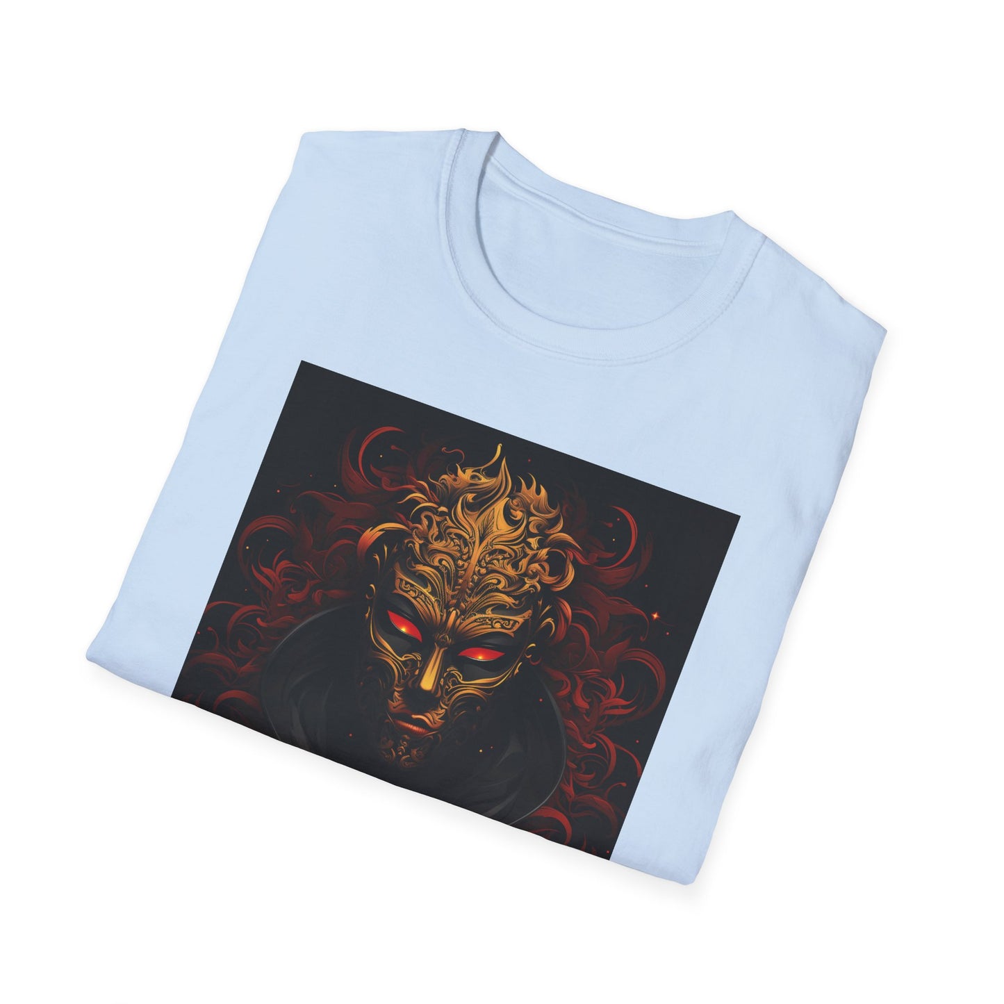 Bold Graphic Unisex Softstyle T-Shirt with Mask Design