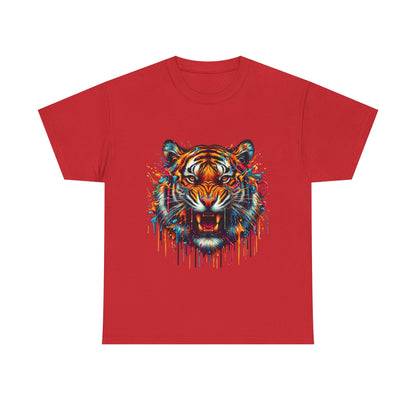 Fierce Tiger Unisex Heavy Cotton Tee - Vibrant Animal Graphic Shirt