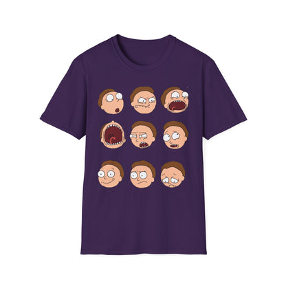 Funny Expressions Unisex Softstyle T-Shirt - Emotive Cartoon Faces