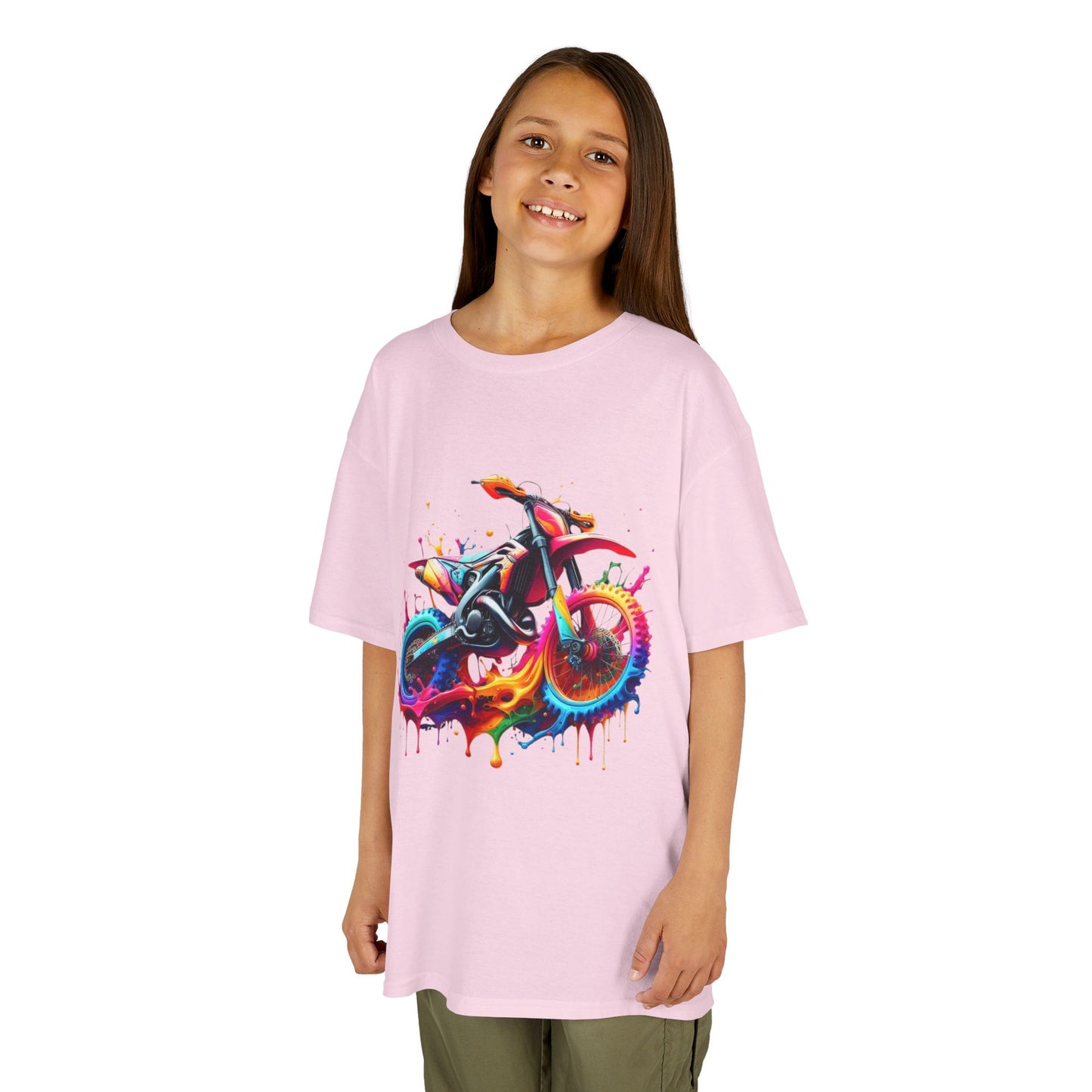 Kids' Motorcycle Graphic Tee - Vibrant Splash Design