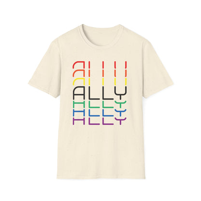 Pride Ally Unisex T-Shirt | Softstyle Tee for LGBTQ+ Support | Perfect for Pride Month, Festivals, or Everyday Wear