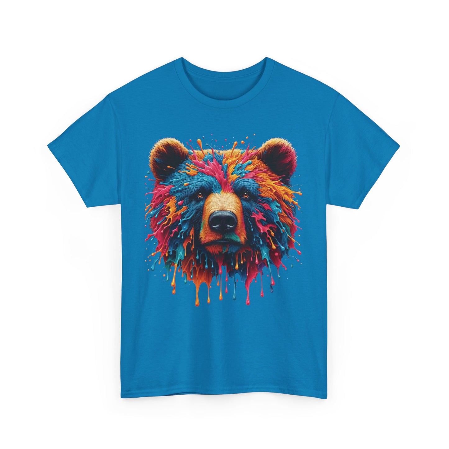Colorful Bear Art Unisex Heavy Cotton Tee - Vibrant Graphic T-Shirt for Nature Lovers