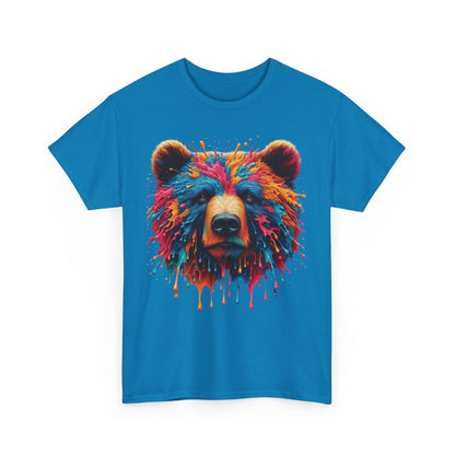 Colorful Bear Art Unisex Heavy Cotton Tee - Vibrant Graphic T-Shirt for Nature Lovers
